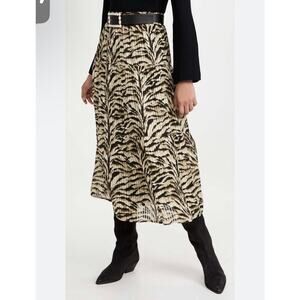 ba&sh Iva Women's XS Zebra Print Midi Skirt Multicolor Designer